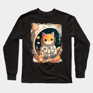 Catronaut Cat Astronaut Deep In Space Cosmic Cat Science - Funny Cats Long Sleeve T-Shirt